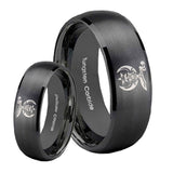 Bride and Groom Masonic Shriners Dome Brush Black Tungsten Men's Ring Set