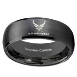 10MM US Air Force Brush Black Dome Tungsten Carbide Men's Ring