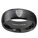 10mm Zelda Hylian Shield Dome Brush Black Tungsten Carbide Men's Wedding Ring