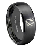 10mm Military Pow Dome Brush Black Tungsten Carbide Wedding Engagement Ring