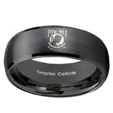 10mm Military Pow Dome Brush Black Tungsten Carbide Wedding Engagement Ring