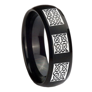 10mm Multiple Celtic Dome Brush Black Tungsten Carbide Wedding Band Ring