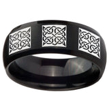 10mm Multiple Celtic Dome Brush Black Tungsten Carbide Wedding Band Ring