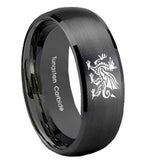 10mm Dragon Dome Brush Black Tungsten Carbide Mens Ring Engraved