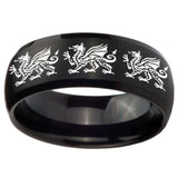 10mm Multiple Dragon Dome Brush Black Tungsten Carbide Mens Anniversary Ring