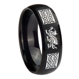 10mm Multiple Dragon Celtic Dome Brush Black Tungsten Men's Engagement Ring