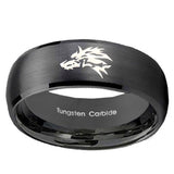 10mm Wolf Dome Brush Black Tungsten Carbide Men's Promise Rings