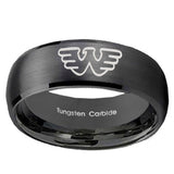 10mm Waylon Jennings Dome Brush Black Tungsten Carbide Custom Mens Ring