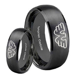 His Hers Waylon Jennings Dome Brush Black Tungsten Mens Engagement Band Set