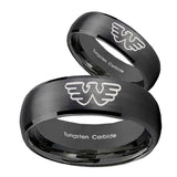 His Hers Waylon Jennings Dome Brush Black Tungsten Mens Engagement Band Set