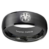 10mm Love Power Rangers Dome Brush Black Tungsten Carbide Men's Ring