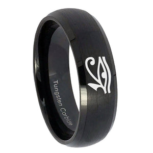 10mm Seeing Eye Dome Brush Black Tungsten Carbide Men's Ring