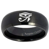 10mm Seeing Eye Dome Brush Black Tungsten Carbide Men's Ring