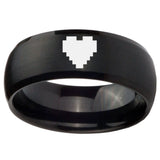 10MM Zelda Heart Brush Black Dome Tungsten Carbide Men's Ring