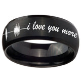 10mm Sound Wave, I love you more Dome Brush Black Tungsten Carbide Promise Ring