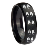 10mm Deer Tracks Dome Brush Black Tungsten Carbide Wedding Band Mens