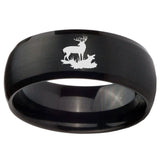 10mm Deer Hunting Dome Brush Black Tungsten Carbide Wedding Band Ring