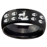 10mm Deer Hunting Tracks Dome Brush Black Tungsten Carbide Wedding Bands Ring