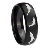 10mm Dolphins Dome Brush Black Tungsten Carbide Wedding Engagement Ring