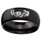 10mm Dragon Dome Brush Black Tungsten Carbide Wedding Band Ring