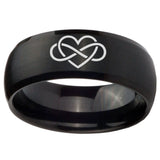10mm Infinity Love Dome Brush Black Tungsten Carbide Mens Anniversary Ring