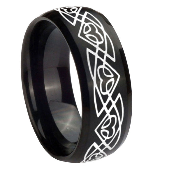 10mm Celtic Braided Dome Brush Black Tungsten Carbide Men's Engagement Band