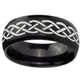 10mm Celtic Knot Dome Brush Black Tungsten Carbide Men's Engagement Band