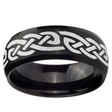 10mm Celtic Knot Infinity Love Dome Brush Black Tungsten Carbide Men's Engagement Band