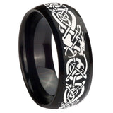 10mm Celtic Knot Dragon Dome Brush Black Tungsten Carbide Mens Engagement Ring