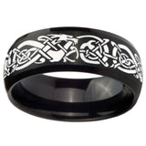 10mm Celtic Knot Dragon Dome Brush Black Tungsten Carbide Mens Engagement Ring