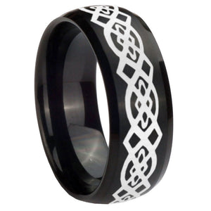 10mm Celtic Knot Dome Brush Black Tungsten Carbide Men's Engagement Ring