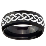 10mm Laser Celtic Knot Dome Brush Black Tungsten Carbide Men's Engagement Band