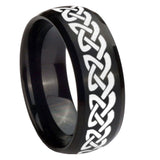 10mm Celtic Knot Love Dome Brush Black Tungsten Carbide Men's Engagement Band