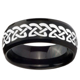 10mm Celtic Knot Love Dome Brush Black Tungsten Carbide Men's Engagement Band