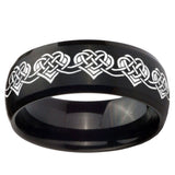 10mm Celtic Knot Heart Dome Brush Black Tungsten Carbide Men's Engagement Band