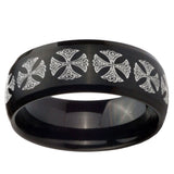 10mm Medieval Cross Dome Brush Black Tungsten Carbide Men's Engagement Band