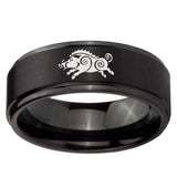 10mm Wild Boar Step Edges Brush Black Tungsten Men's Promise Rings