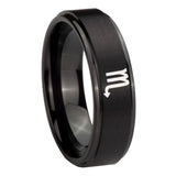 10mm Scorpio Horoscope Step Edges Brush Black Tungsten Mens Engagement Ring