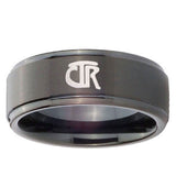 10mm CTR Step Edges Brush Black Tungsten Carbide Personalized Ring