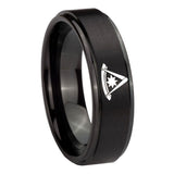 10mm Pester Master Masonic Step Edges Brush Black Tungsten Wedding Band Ring