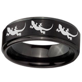 10mm Multiple Lizard Step Edges Brush Black Tungsten Custom Ring for Men