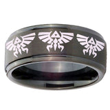 10mm Multiple Zelda Skyward Sword Step Edges Brush Black Tungsten Mens Ring