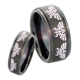 His Hers Multiple Zelda Skyward Sword Step Edges Brush Black Tungsten Mens Ring Set