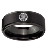 10mm U.S. Army Step Edges Brush Black Tungsten Men's Promise Rings