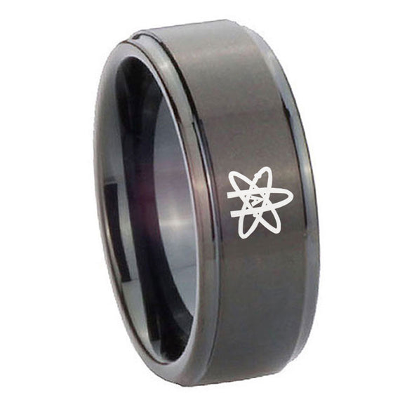 10mm American Atheist Step Edges Brush Black Tungsten Carbide Promise Ring