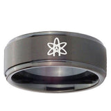 10mm American Atheist Step Edges Brush Black Tungsten Carbide Promise Ring