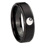 10mm 8 Ball Step Edges Brush Black Tungsten Carbide Men's Band Ring