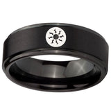 10mm Magic The Gathering Step Edges Brush Black Tungsten Mens Promise Ring