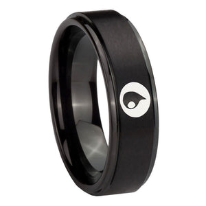 10mm Magic Gathering Step Edges Brush Black Tungsten Men's Promise Rings