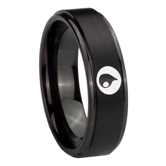 10mm Magic Gathering Step Edges Brush Black Tungsten Men's Promise Rings